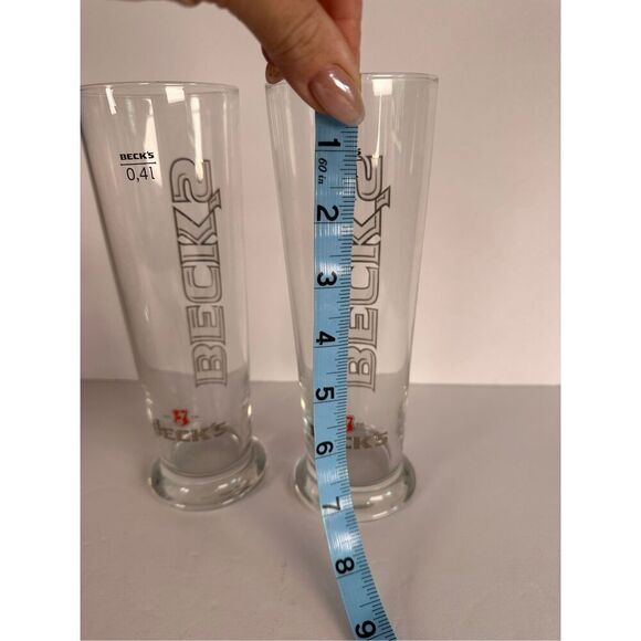 BECK'S set of 2 -0.4 liter bar pub beer glasses - Picture 3 of 3